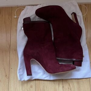 Elegant Burgundy Suede Ankle Boots